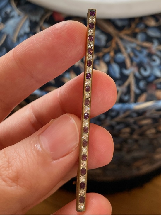 Antique Jewelry - Antique Victorian Paste Stone Gold Gilt Bar Brooch